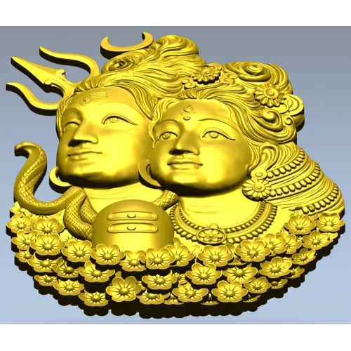 Shiva and Parvati Devotional Panel - 3D STL model for CNC