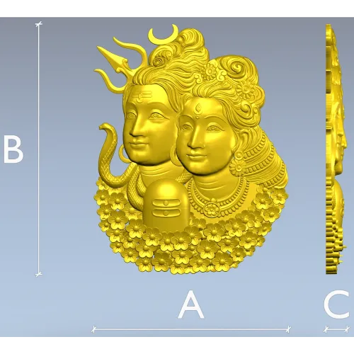 Shiva and Parvati Devotional Panel - 3D STL model for CNC