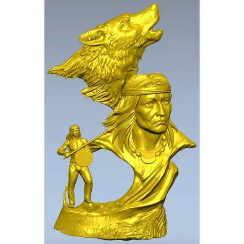 Вождь и Волк - 3D модель STL для ЧПУ
