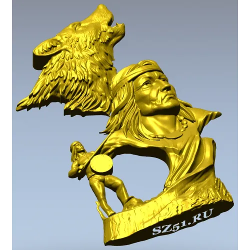 Вождь и Волк - 3D модель STL для ЧПУ