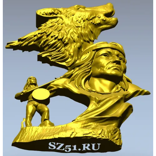 Вождь и Волк - 3D модель STL для ЧПУ