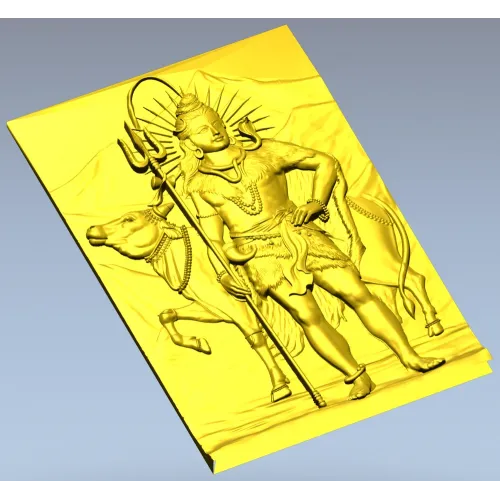 Shiva with Nandi - high relief panel STL for CNC