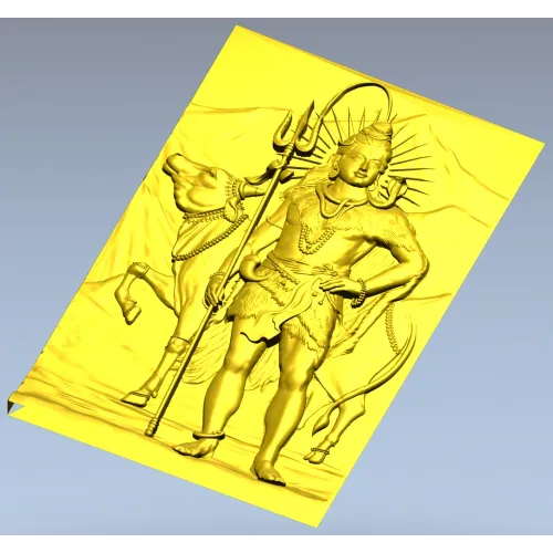 Shiva with Nandi - high relief panel STL for CNC
