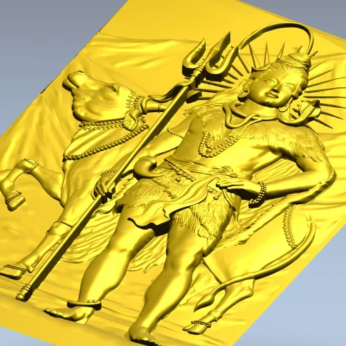 Shiva with Nandi - high relief panel STL for CNC