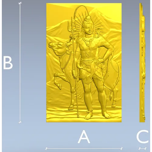 Shiva with Nandi - high relief panel STL for CNC