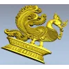 Фантазийная птица в рельефе - STL модель для ЧПУ