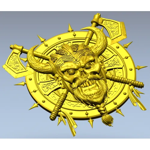 Викингский череп на щите - 3D STL модель для ЧПУ