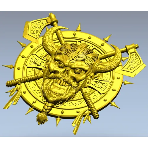 Викингский череп на щите - 3D STL модель для ЧПУ