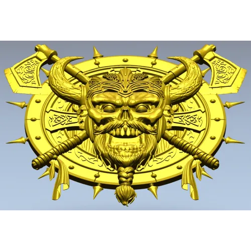Викингский череп на щите - 3D STL модель для ЧПУ