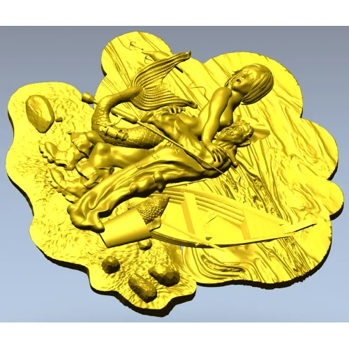 Рыбак и Русалка - 3D панно для ЧПУ (STL)