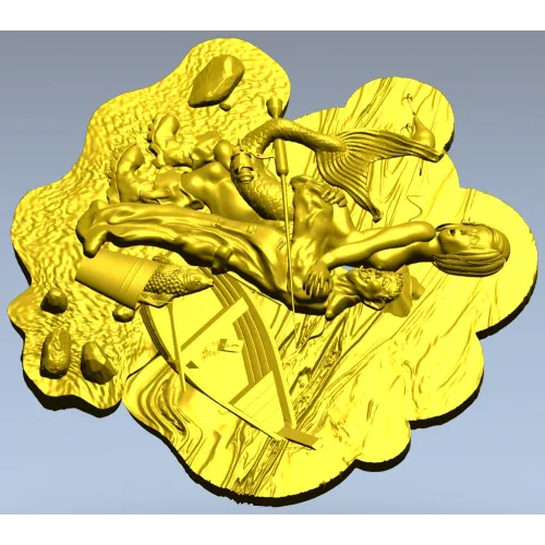 Рыбак и Русалка - 3D панно для ЧПУ (STL)