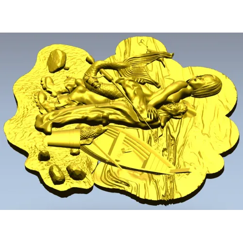 Рыбак и Русалка - 3D панно для ЧПУ (STL)