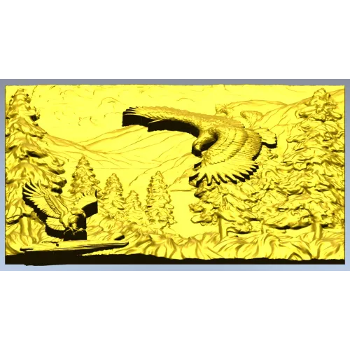 Панно "Орлы в горах" - 3D модель STL для ЧПУ