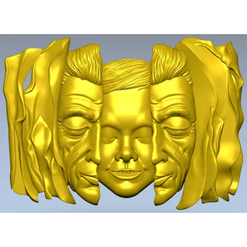 Барельеф "Три лика в драпировке" - 3D STL модель для ЧПУ