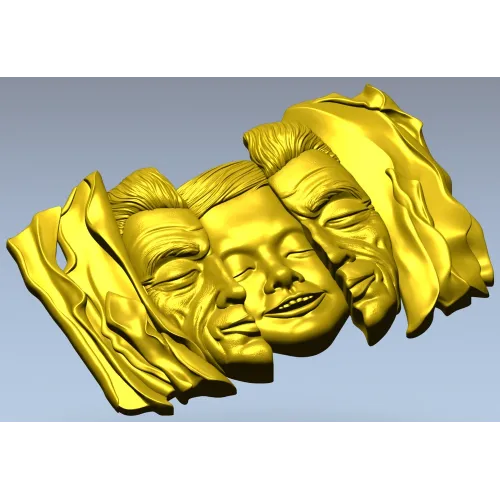 Барельеф "Три лика в драпировке" - 3D STL модель для ЧПУ