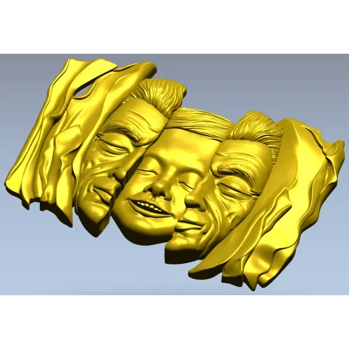 Барельеф "Три лика в драпировке" - 3D STL модель для ЧПУ