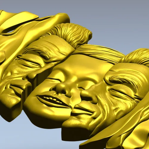 Барельеф "Три лика в драпировке" - 3D STL модель для ЧПУ