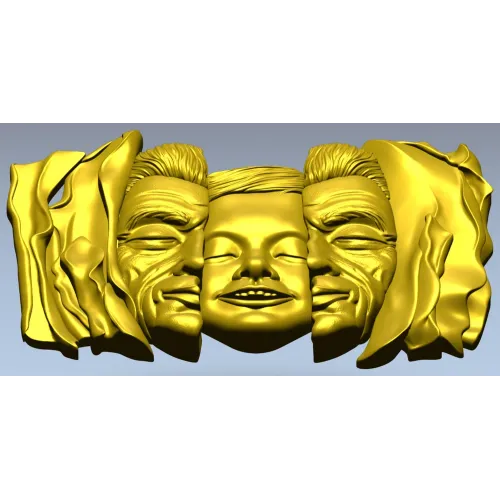 Барельеф "Три лика в драпировке" - 3D STL модель для ЧПУ