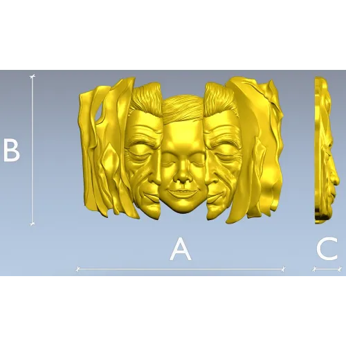 Барельеф "Три лика в драпировке" - 3D STL модель для ЧПУ