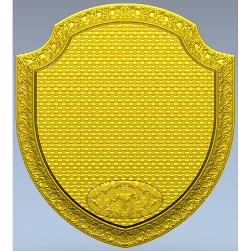 Ornate Shield Plaque 3D STL for CNC - Floral Border & Woven Field