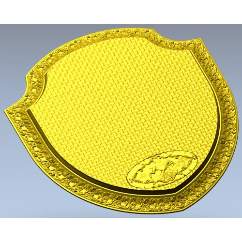 Ornate Shield Plaque 3D STL for CNC - Floral Border & Woven Field