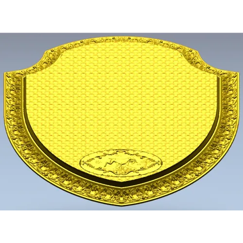 Ornate Shield Plaque 3D STL for CNC - Floral Border & Woven Field