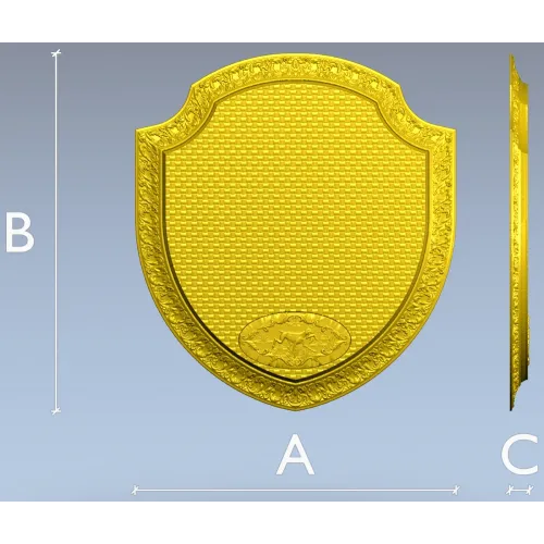 Ornate Shield Plaque 3D STL for CNC - Floral Border & Woven Field