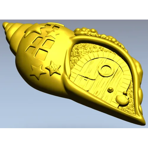Seashell Cottage - detailed STL 3D model for CNC carving