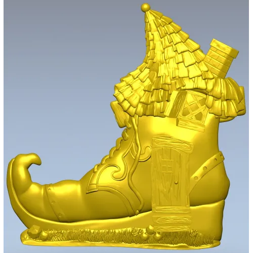 Elf Boot Cottage - detailed STL 3D model for CNC milling