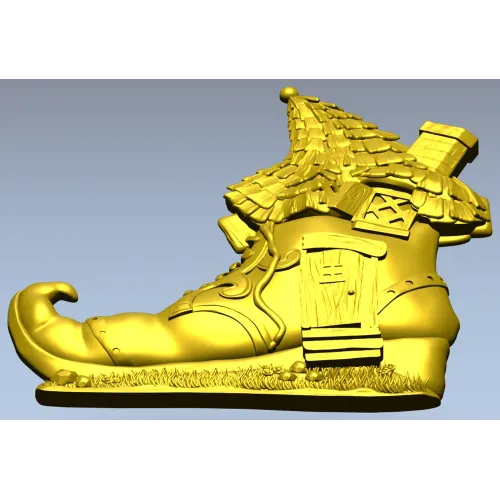 Elf Boot Cottage - detailed STL 3D model for CNC milling