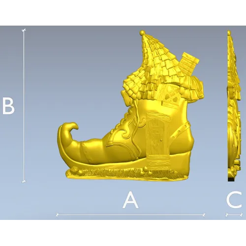 Elf Boot Cottage - detailed STL 3D model for CNC milling