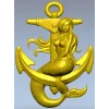 Русалка на якоре - 3D модель STL для ЧПУ фрезера