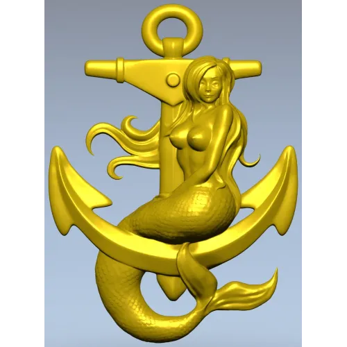 Русалка на якоре - 3D модель STL для ЧПУ фрезера