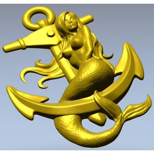 Русалка на якоре - 3D модель STL для ЧПУ фрезера