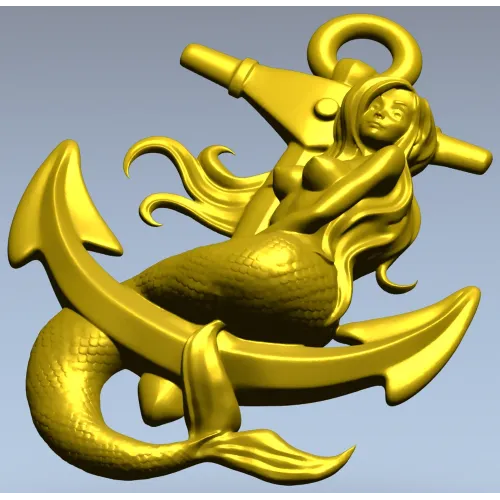 Русалка на якоре - 3D модель STL для ЧПУ фрезера