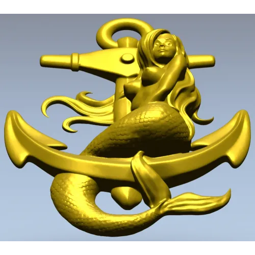 Русалка на якоре - 3D модель STL для ЧПУ фрезера