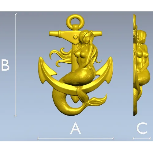 Русалка на якоре - 3D модель STL для ЧПУ фрезера