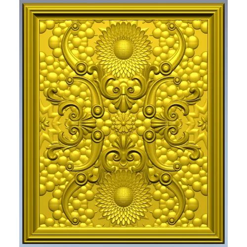 Sunflower Baroque Decorative Panel - STL model for CNC milling