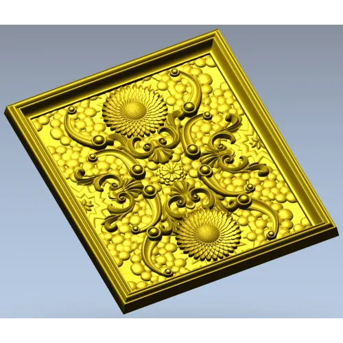 Sunflower Baroque Decorative Panel - STL model for CNC milling