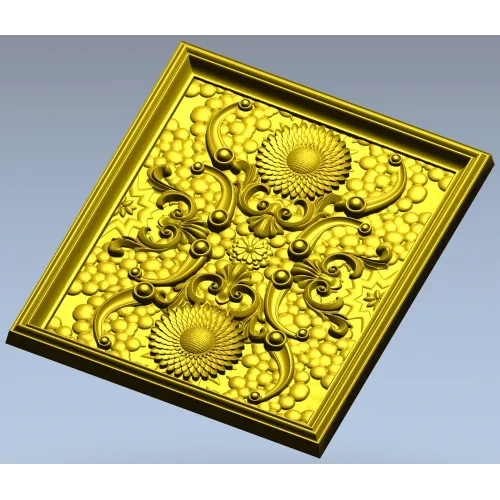 Sunflower Baroque Decorative Panel - STL model for CNC milling