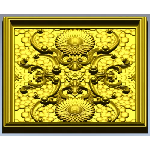 Sunflower Baroque Decorative Panel - STL model for CNC milling