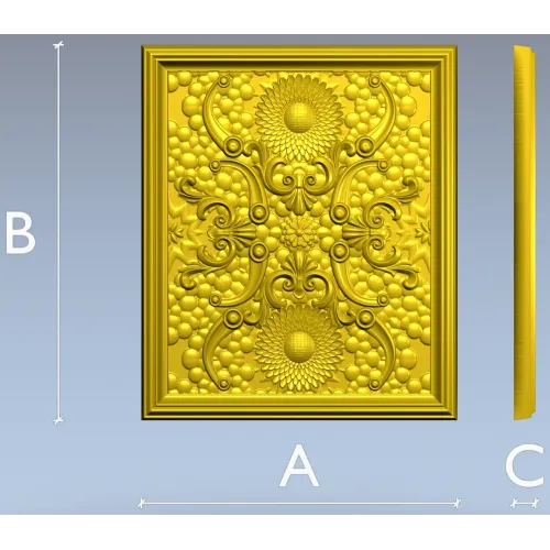 Sunflower Baroque Decorative Panel - STL model for CNC milling