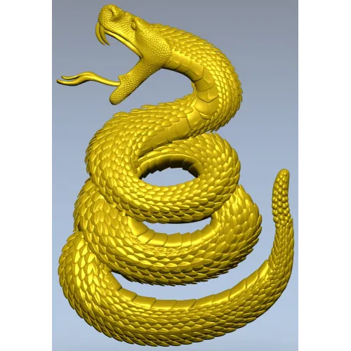 Coiled Viper - high-relief STL 3D model for CNC milling