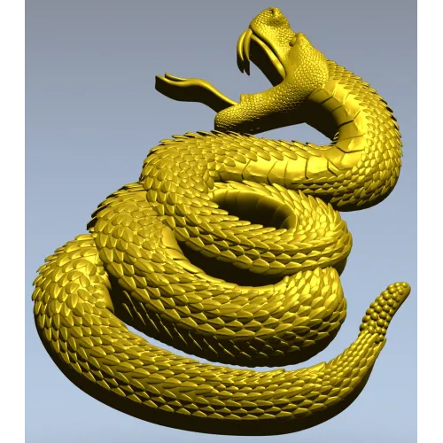 Coiled Viper - high-relief STL 3D model for CNC milling