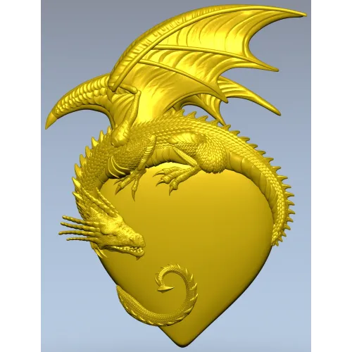 Страж Сердца - 3D модель STL дракон на сердце для ЧПУ