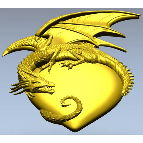 Страж Сердца - 3D модель STL дракон на сердце для ЧПУ