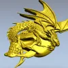 Дракон, свернувшийся вокруг черепа - 3D модель STL для ЧПУ