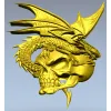 Дракон, свернувшийся вокруг черепа - 3D модель STL для ЧПУ