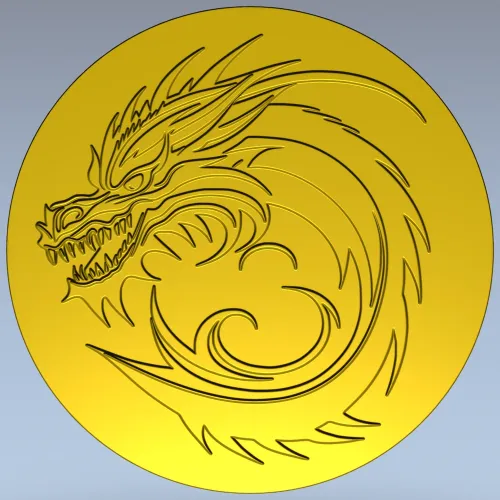 Dragon Wave Medallion - STL 3D Model for CNC
