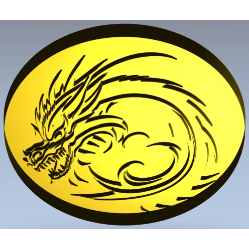 Dragon Wave Medallion - STL 3D Model for CNC